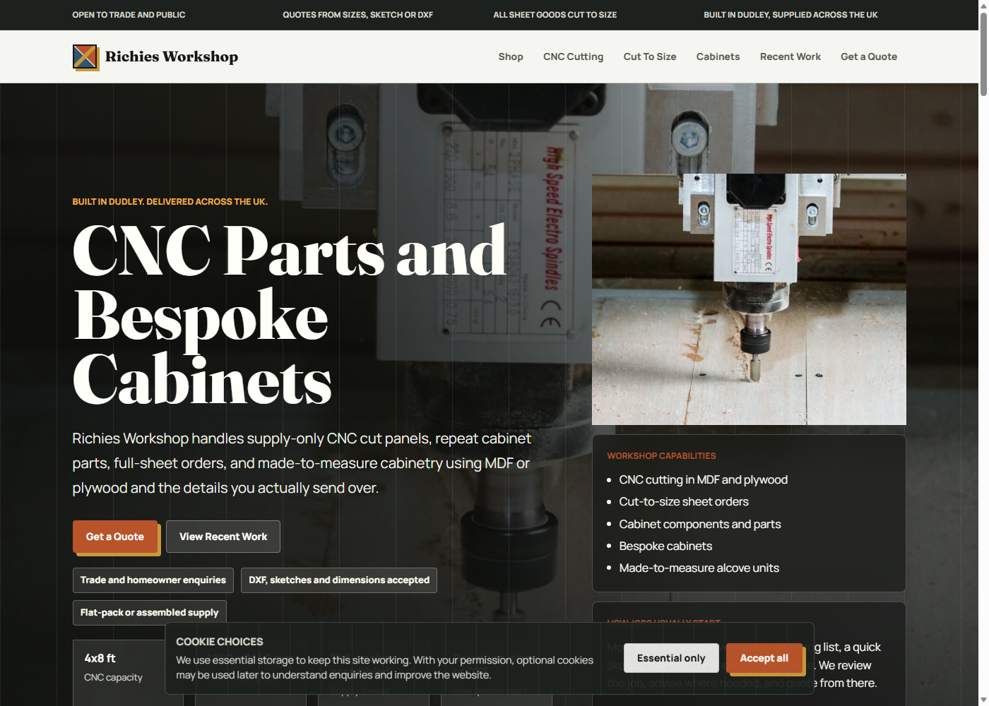 Richies Workshop homepage screenshot